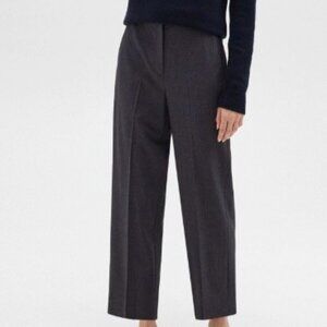 Theory Wide‑Leg Wool‑Blend Pants • Hook + Zip Waist • Lined